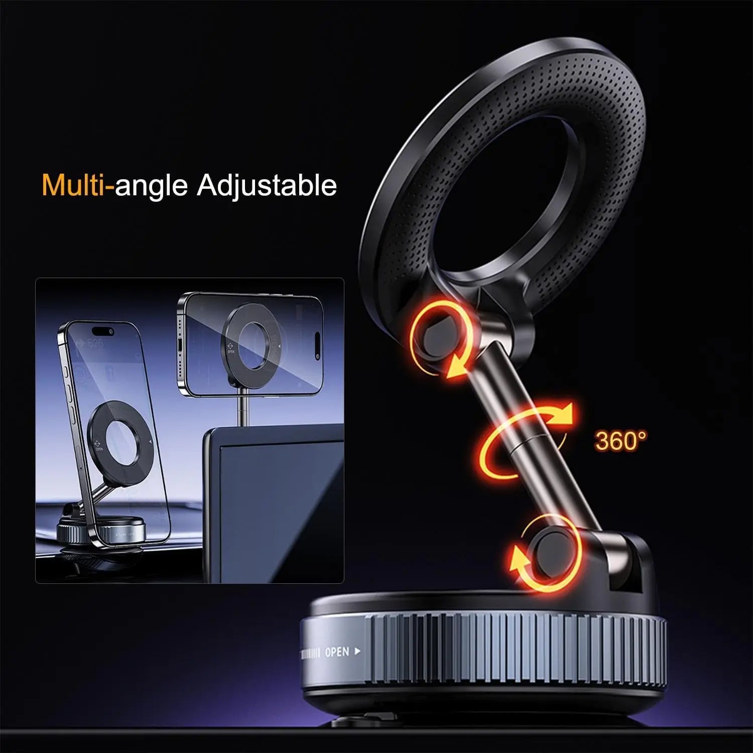 Support Magnétique Ajustable 360° – Gardez votre téléphone bien en place, où que vous soyez !
